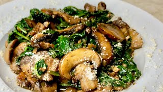 Garlic Mushroom amp Spinach  Quick Recipe [upl. by Sylvanus]