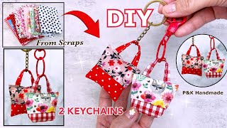 2 Ideas💖How to make keychains from fabric scraps⭐️Super easy to make  Gift Ideas🎉PampK Handmade [upl. by Acirahs895]