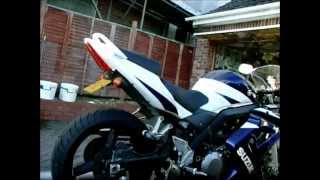 Suzuki Sv1000 standard exhaust baffle removal [upl. by Nyleikcaj]