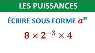 EXERCICE écrire sous forme dune unique puissance ► LES PUISSANCES  3ème année collège  3APIC [upl. by Spring740]