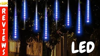 Christmas light decorating ideas  Led meteor shower rain lights review and unboxing [upl. by Kermie770]