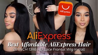 BEST AFFORDABLE ALIEXPRESS HAIR  STRAIGHT 28 INCH 13X6 HD LACE FRONTAL WIG INSTALL FT CYNOSURE HAIR [upl. by Engleman986]