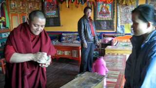 Tibetan Monk from NangQian Demonstrating How To Make Sampa [upl. by Alleuqcaj94]