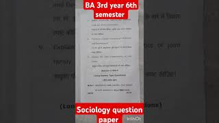 BA 6th semester 3rd year Sociology pioneers of Indian Sociology Question paper 📜questionpaper [upl. by Iolenta]