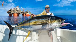 Monster Yellowfin Tuna Under Massive Oil Rig Catch Clean amp Cook NLBN Lure Tuna Fishing [upl. by Florio399]