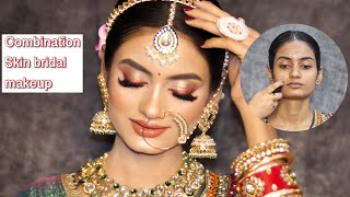 Combination skin bridal makeup tutorial step by step✅ Using affordable products [upl. by Magdalen]