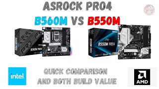 Asrock B560M vs B550M Pro4 quick comparison for Intel amp AMD motherboard [upl. by Ettenal742]