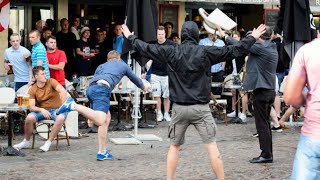 England And Wales Fans Unite Against Russian Hooligans In Lille [upl. by Ez409]