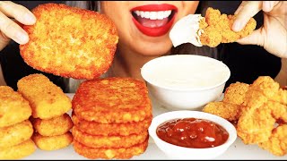 ASMR Hashbrowns Cheesesticks Chicken Tenders Alfredo Sauce No Talking [upl. by Oidualc910]