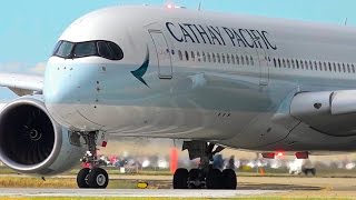 SENSATIONAL Cathay Pacific Airbus A350900 CLOSEUP Takeoff ● Melbourne Airport Plane Spotting [upl. by Nylle652]