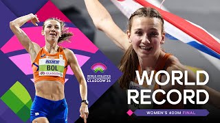 Femke Bol breaks 400m world indoor record 4917  World Athletics Indoor Championships Glasgow 24 [upl. by Nosilla]