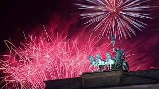 Berlin welcomes New Year with fireworks over Brandenburg Gate [upl. by Arabel873]