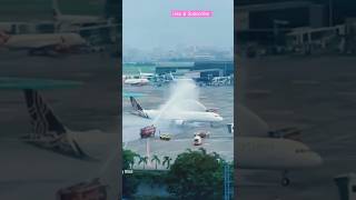 Water salute to Pilots amp Flights shorts amazingfacts aeroplane [upl. by Prager]