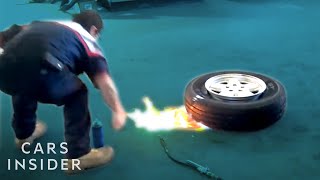 How Tires Are Mounted Using Mini Explosions [upl. by Joletta]