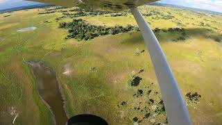 Maun to Moremi Crossing Camp  Landing at Moremi Crossing [upl. by Shinberg584]