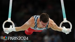 Brody Malone puts in STRONG effort on rings high bar in mens final  Paris Olympics  NBC Sports [upl. by Siahc]