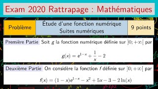 Examen National 2020 — Session De Rattrapage — Problème — Étude d’une fonction — 2BAC PCSVT [upl. by Esenahs553]