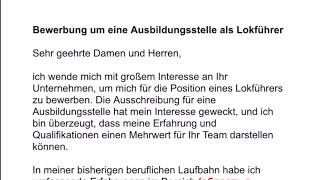 Как написать заявление на обучение в Германии на машинистa поезда🚆Bewerbung Ausbildug Lokführer [upl. by Jelks579]