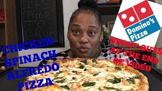 CHICKEN SPINACH ALFREDO PIZZA  DOMINOES MUKBANG  EATING SHOW [upl. by Craven]