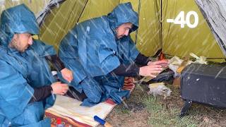 EXTREME 40° Solo Camping 4 Days  Snowstorm Hot Tent Camping In A Blizzard  ASMR [upl. by Domella]