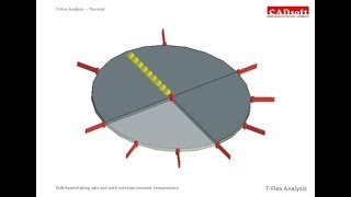 TFlex Analysis v16  Thermal  Disk Heated along Axis and with External Constant Temperature [upl. by Dressel]