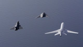 Neuron UCAV flying in formation with Rafale Falcon 7X [upl. by Gambrell936]