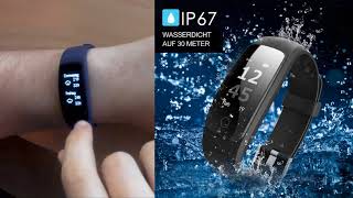 35€ Fitness Tracker HR Bluetooth 40 und IP67 Wasserdicht Fitnessarmband [upl. by Anibas]