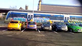 CAF train DMU Translink NI Railways graffiti 3012 departing from Derry  Londonderry [upl. by Acirretahs232]