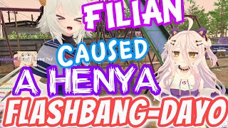 Filian CAUSED Henya FLASHBANG IN VR Horror Game Night dayo [upl. by Drummond]