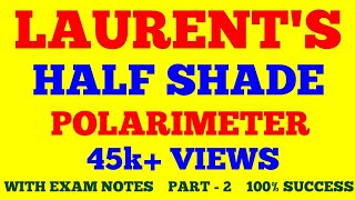 LAURENTS HALF SHADE POLARIMETER  PART  2  WORKING OF HALF SHADE DEVICE  WITH EXAM NOTES [upl. by Sylvia]