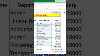 Department Totals  SUMIF Function MS Excel excel learning msexcelcourses teacher [upl. by Magen]