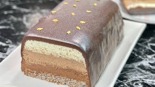 LA FAMEUSE BÛCHE AUX 3 CHOCOLATS 🍫 SANS GÉLATINE ET SANS MOULE À BÛCHE👩🏻‍🍳 Deli Cuisine [upl. by Anihpesoj]