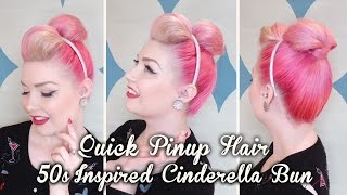 Quick Pinup Hair  Classic Cinderella Inspired Bun  Diablo Rose [upl. by Notlih17]