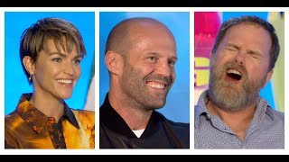 THE MEG Interviews Jason Statham Ruby Rose Rainn Wilson and Jon Turteltaub [upl. by Lissak]