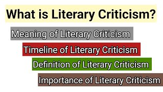 Literary Criticism in English Literature  Historical Background  Origin and Meaning  Definitions [upl. by Schaaff]