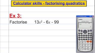 CASIO FX 991ES PLUS Calculator skills  factorising quadratics [upl. by Nnire]