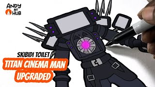 How to draw Titan Cinemaman Upgraded  Skibidi Toilet Characters  Step by step drawing [upl. by Eirrok]