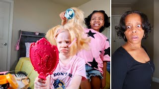 Girl Gets BRUSH STUCK In Little Sisters HAIR Help HER [upl. by Fitton730]