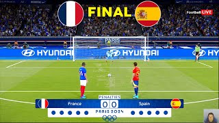 FRANCE vs SPAIN  Penalty Shootout  FINAL Olympic Games PARIS 2024  Realistic PES Gameplay [upl. by Einnaf]