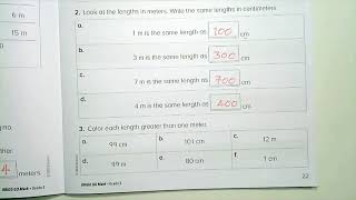 Grade 2  Math lesson 210  Length  Comparing lengths in meters and centimeters [upl. by Sidnak]