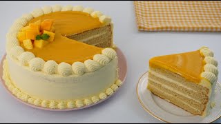 Mango Cake With Easy Frosting Recipe No Whipping Cream [upl. by Mehcanem]