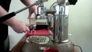 Pulling a shot on the La Pavoni [upl. by Gerc]