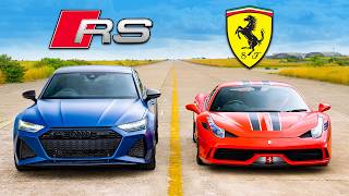 Ferrari 458 Speciale v Audi RS7 Performance DRAG RACE [upl. by Martreb]