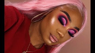 Valentines Day Pink Smoky Cut Crease Makeup Look  MakeupTiffanyJ [upl. by Attevad]