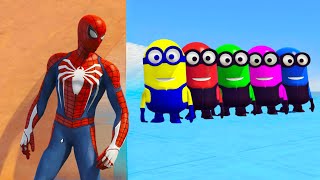 GTA 5 Epic Ragdolls RED SPIDERMAN VS RED MINION VS GREEN MINION Euphoria Physics amp Funny Fails [upl. by Ahsiaa]