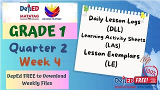 DepEd FREE FILES  Grade 1 Quarter 2 Week 4 Files DLL LE LAS [upl. by Ayot]