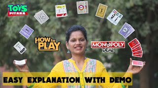 How to Play Monopoly Deal Card Game in Hindi  Monopoly deal kaise khelte hain  Actual Gameplay [upl. by Ahsinned604]