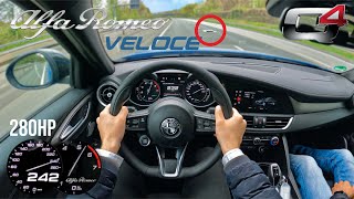 Alfa Romeo Giulia Veloce 280HP ACCELERATION TOP SPEED AUTOBAHN POV [upl. by Leia]