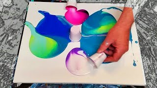 quotWorking Bluequot 7 cup flip fluid painting with Blue Violet and Magenta [upl. by Nick]