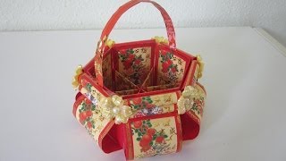 CNY TUTORIAL NO 12  Lunar New Year 農曆新年 Hongbao Floral Basket [upl. by Trixie]